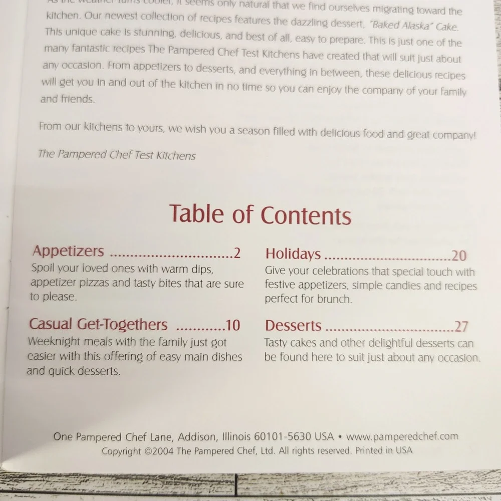 Pampered Chef 2004 Fall‎ Winter Cookbook Booklet Recipe Collection GOOD